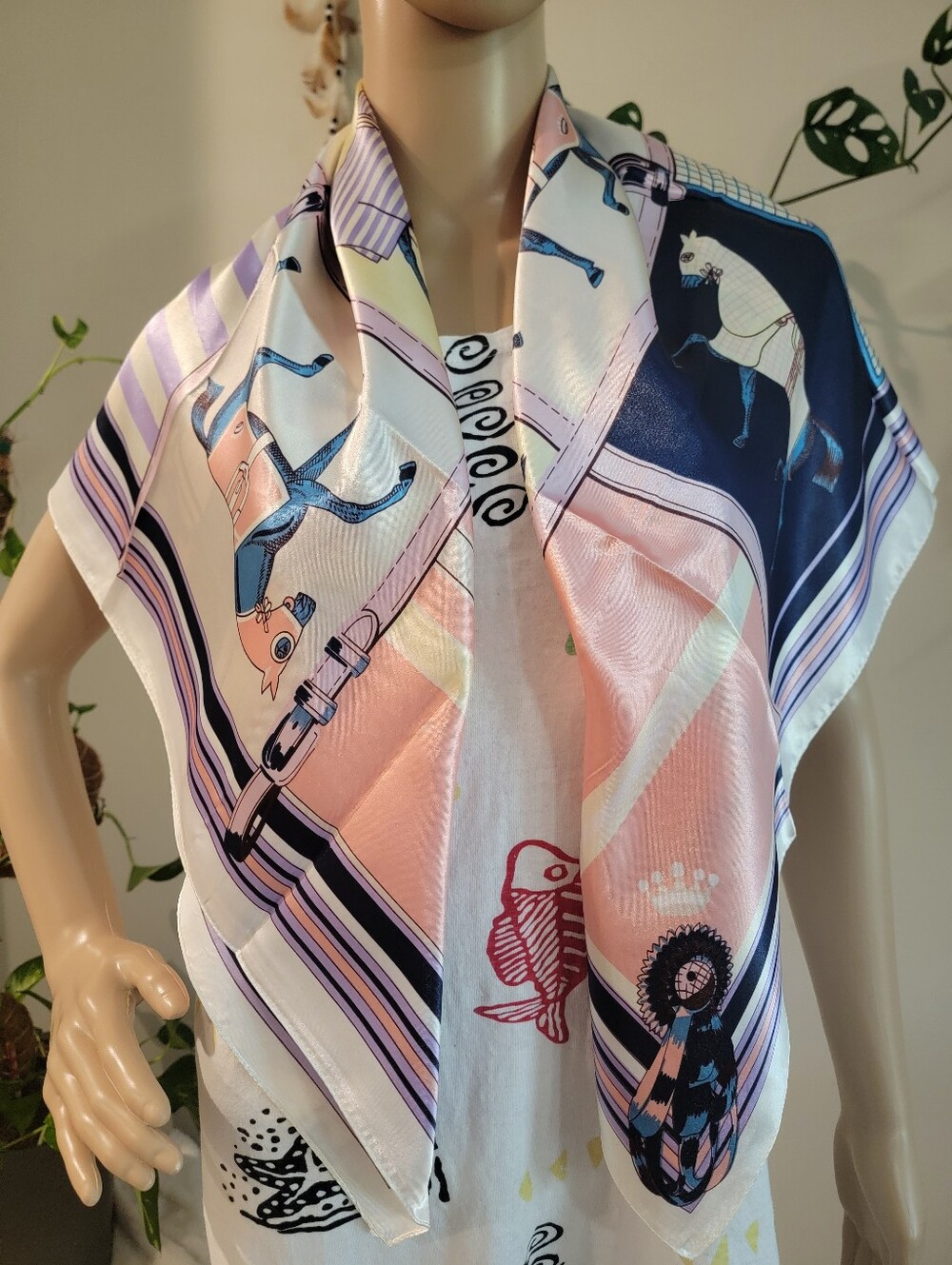 Elegant Pastel Horse Print Scarf